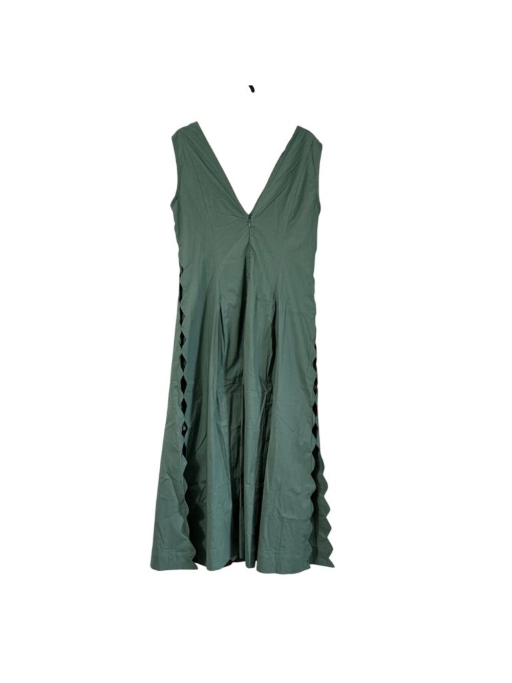 Sleeveless Green Midi Dress with Scalloped Cutouts - Picture 8 of 8